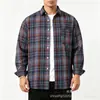 Camisa a Cuadros Retro Americana de Manga Larga para Hombre, Camisa Cepillada Holgada de Otoño, Ropa de Abrigo Versátil Casual Tricolor