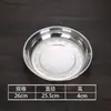 Pratos de aço inoxidável, pratos redondos, travessas rasas de fundo plano, pratos de servir domésticos, pratinhos, pratos redondos para molho de imersão domésticos, atacado