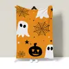 Manta de Flanela Estampada com Tema de Halloween para Sofá, Escritório, Cama, Cobertura de Pernas, Acampamento, Soneca, Manta Multifuncional