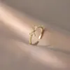 Anillo Abierto de Plata de Ley 925 Incrustado con Diamantes Diseño de Lazo Dulce Estilo Ins Academy Sentido del Diseño Joyería de Mano Anillo para el Dedo Índice Banda para Mujeres