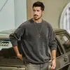 Suéter pesado de chenille retrô americano para homens, marca moderna de inverno quente, suéter básico de tricô de gola redonda solto para homens