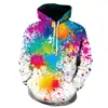 Moletom com Capuz Cruzado Primavera e Outono Pintura Graffiti Impressão 3D Camada de Ar Pulôver Unissex Roupa Esportiva Casual