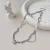 Corea del Sur Collar de Perla Barroca Nueva Circonita Blanco Negro Cadena Trendy Dulce Cool Spice Nicho Accesorios Lujo Ligero