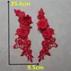Rojo I Poliéster Bordado Pedrería Strass Calado Costura Encaje Decoración DIY Cuello de Ropa Par Flor Accesorios Auxiliares