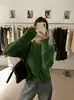 Liquidação, Sem Devoluções ou Trocas. Cardigan de Tricô Veludado Elegante, Simples, Versátil, Emagrecedor, com Gola Redonda, Moda Coreana para Mulheres G1659