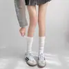 Calcetines de pantorrilla apilados Miu Gray para mujer, estilo fino de primavera y verano, a la moda y versátiles, estilo perezoso, calcetines de algodón puro negros y grises
