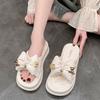 Zapatillas de tacón alto con lazo explosivo para mujer, calzado de verano, venta al por mayor, nuevas, súper populares, antideslizantes, con plataforma gruesa aumentada, sandalias de alta gama