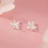 Aretes de Orquídea de Plata Pura S999 para Mujer, Estilo Fresco y Bosque, Estilo Coreano, Pendientes Exquisitos de Nicho, Dropshipping, Exclusivamente para Suministro Transfronterizo