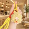 Llavero original de niño de dibujos animados con pelo rizado y gafas de sol, colgante de bolsa de muñeca esponjosa genial y moderno, pequeño regalo para llaves de coche
