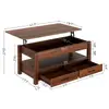 Mesa de Centro Retro Plegable Elevable con Compartimento de Almacenamiento Multifuncional Mesa de Té Mesa Plegable Mesa para el Hogar Escritorio de Computadora