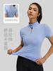 Juyitang Verano Nuevo Camiseta de Manga Corta para Correr y Yoga al Aire Libre para Mujer con Media Cremallera Aspecto Adelgazante Ropa de Fitness de Alta Elasticidad Top