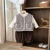 Conjunto de Ropa de Otoño e Invierno para Bebés Niños y Niñas, Chaleco de Algodón, Engrosado para Finales de Otoño, Conjunto de Invierno de Tres Piezas para Bebés de Un Año