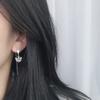 Plata de Ley S925 Piedra Ojo de Gato Oreja de Zorro Línea Chica Elegante Celebridad de Internet Nuevos Exquisitos Pendientes Pequeños de Zorro Combinan con Todo Adelgazantes