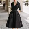 2026 Nova Roupa Feminina Europeia e Americana Amazon Shein Estação Independente Temperamento Formal Afunilamento na Cintura Emagrecedor Vestido Elegante