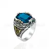 Anillo Transfronterizo de Amazon para Hombre Sol, Luna y Estrellas con Cristal Colorido Grabado Vintage, Joyería de Lujo Ligero de Alta Gama al por Mayor