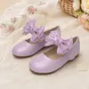 Zapatos Mary Jane Suaves con Moño para Niñas, Zapatos de Fiesta y Performance para Niña de las Flores, Velcro Suela Suave Planos Zapatos de Princesa