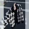 Suéter Cardigan Argyle Fair Isle para Hombre Otoño Perezoso Relajado Suéter de Punto Suave Ropa Exterior Estilo Old Money