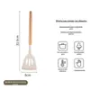 Conjunto de Espátula e Colher de Silicone com Cabo de Madeira no Atacado para Uso Doméstico, Resistente a Altas Temperaturas, Antiaderente, Espátula e Colher Anti-Queimaduras para Cozinha