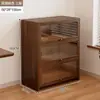 Librero a prueba de polvo de madera maciza integrado en la pared, gabinete de almacenamiento color nogal, gabinete de almacenamiento de pie, librero para el hogar
