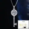 Collar de Plata de Ley S925 Moissanita Color D Un Quilate Colgante de Llave Elegante Cadena para Clavícula Lujo Accesible Moda Collar para Mujer
