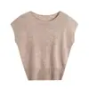 [Hengjia Hj] Tricô de Lã Solto com Gola Redonda e Mangas Curtas tipo Asa para Mulheres, Versátil, de Alta Qualidade, que Cobre o Corpo, Tricô Casual Simples