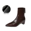 Wei Wei Girl 769-2 Botas Curtas Aumentadoras de Altura Interna Femininas Outono Inverno Simples Zíper Traseiro Elástico Afinando Bico Apontado Botas Martin