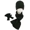 Conjunto de Três Peças 100% Lã Pura Outono e Inverno Chapéu de Tricô de Cor Sólida, Luvas, Cachecol para Homens e Mulheres, Design Quente e Sem Costura de Peça Única