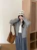 Cárdigan de punto gofre con cuello redondo para mujer, otoño e invierno, doble cremallera, corto, holgado, suave, versátil, chaqueta suéter casual