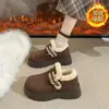 Zapatos de mujer retro estilo Birkenstock, con punta redonda y forro de felpa, nueva colección de invierno 2026, con suela gruesa para mayor altura, cómodos y cálidos zapatos de algodón, y botas de nieve