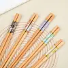 Pauzinhos de bambu com padrão de mármore de cinco cores, resistentes a mofo, conjunto doméstico de alta qualidade com 10 pares, antiderrapantes, um par por pessoa, pauzinhos de bambu