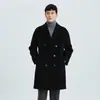 Casaco de Lã Masculino Novo Outono e Inverno Transfronteiriço com Gola de Terno, de Botões Duplos, Casaco de Lã Dupla Face, Jaqueta de Lã Masculina Solta