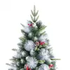 Árvore de Natal branca de PVC com ponta afiada, pinhas, flocagem simulada e efeito de neve, árvore de luz para decoração de Natal interna