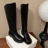 Botas de Moda Estilo Britânico 5cm Cool 2026 Outono/Inverno Novas Bico Redondo Salto Grosso Acima do Joelho Botas de Cavaleiro Botas Longas