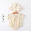 Ropa de cuerpo para bebé niña de manga corta floral cruzada para hacer pipí Ropa para bebés Ropa de verano tejida de algodón puro