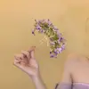 Flores Florecientes~Nuevo Pasador de Flor Morada Estilo Chino para Mujer, Nuevo Accesorio para el Cabello Estilo Chino, Pasador, Palillo para el Cabello, Adorno Floral Exagerado para el Cabello