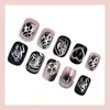 Uñas postizas mecánicas de metal cuadradas cortas estilo cyberpunk para hombre, oscuras, geniales, al por mayor