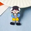 Broche de Acrílico Desenho Animado Menino e Menina Pin para Mochila Pingente de Bolsa Emblema