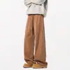 Pantalones Gruesos con Forro de Felpa, Corte Limpio, para Hombre, Otoño e Invierno 2025, Pierna Recta, Pierna Ancha, Color Sólido, Combinan con Todo, Juveniles, Casuales