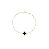 Pulsera de Trébol de Cuatro Hojas Mini de Van Cleef & Arpels con Plata de Ley Gruesa Chapada en Oro de 18 Quilates y Calcedonia Natural Nácar, Dropshipping Comercio Electrónico