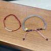 Pulsera de cuerda roja con cuentas de plata de ley 925 para mujer, calcedonia apilada, diseño simple hecho a mano, pulsera personalizada a juego, nuevo producto