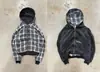 Conjunto de Sudadera con Capucha Retro Estilo INS Otoño/Invierno Camisa a Cuadros Reversible Falsa de Dos Piezas Chaqueta con Cremallera