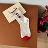 Calcetines Rojos Año del Zodíaco Calcetines de Media Caña para Mujer Otoño e Invierno Festivos de Recién Casados Calcetines de Año Nuevo Año del Dragón Lazo Calcetines de Algodón de Moda