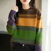 Moda transfronteriza color contrastante versátil tejido grueso base para mujer nuevo primavera y otoño talla grande ropa de mujer top otoño e invierno suéter