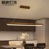 Lámpara de araña de diseñador estético de la dinastía Song, sala de té de estilo Zen de madera maciza de alta gama, estilo de mediados de siglo, luz de barra larga