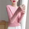 Suéter de punto sin costuras de cuello redondo, corte holgado, listo para usar, directo de un fabricante elegante, cómodo y entallado, gris premium para mujer