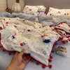 Nuevo Juego de Ropa de Cama Cómodo de Algodón Acolchado con Bordado, con Funda de Edredón, Sábana Plana y Sábana Ajustable - Juego de Cuatro Piezas