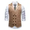 Chaleco para Hombre 2026 Otoño/Invierno Chaleco de Traje Estampado de Gamuza para Hombre Chaleco Retro de Solapa Doble