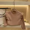 Ropa de Niña para Primavera y Otoño Camiseta Capa Base Bebé Elegante Personalidad Infantil Marca de Tendencia Estilo Coreano Manga Acampanada De Rong Dulce Top