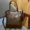 Bolsa Feminina de Couro Bovino Tanning Retrô Personalizada, Bolsa Transversal Grande para o Dia a Dia, Bolsa de Ombro Portátil Fashion e Versátil