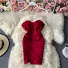 Saia Curta Sexy de Boate Justa no Quadril Vestido de Ombro com Drapeado Peito Feminino Sem Alças Cintura Baixa Saia Base para Mulheres